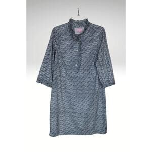 NWOT Lilly Pulitzer Women's Size 8 Navy White 3/4 Sleeves Ruffle Brinkley Size 0